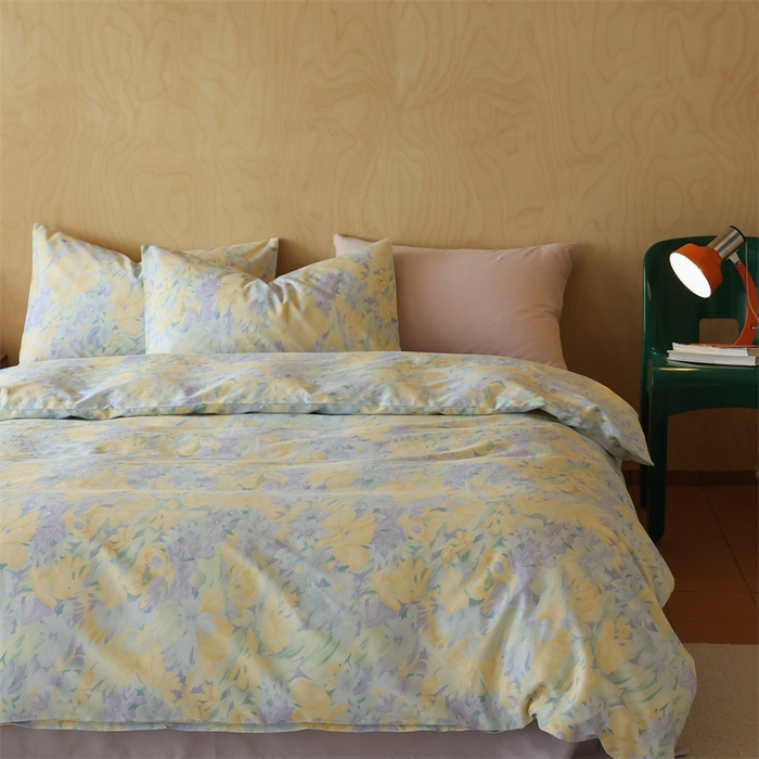 91家纺网 家纺一手货源 找家纺 棉眠 2024春季新品全棉四件套 花卉系列 第二批 流沙