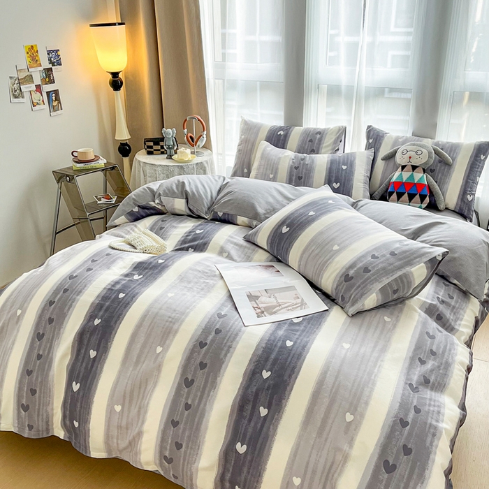 91家纺网 家纺一手货源 找家纺 小懒猪 2024春夏新款北欧风13372全棉四件套-拍摄风格2 梵克雅