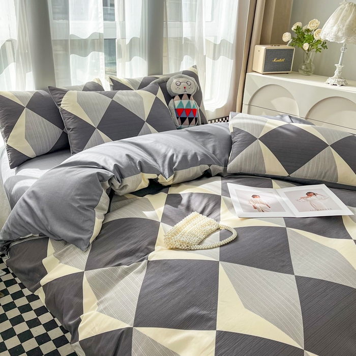 91家纺网 家纺一手货源 找家纺 小懒猪 2024春夏新款北欧风13372全棉四件套-拍摄风格2 都市英伦