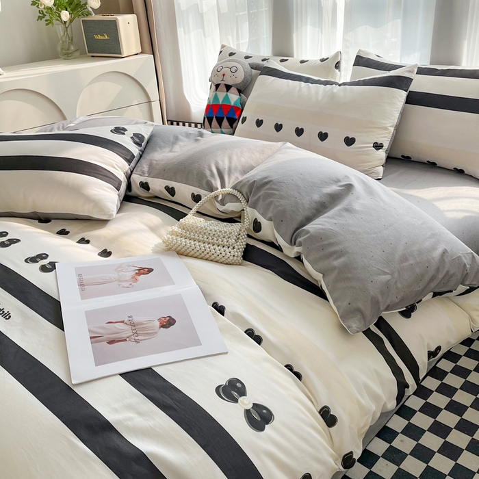 91家纺网 家纺一手货源 找家纺 小懒猪 2024春夏新款北欧风13372全棉四件套-拍摄风格2 赫本