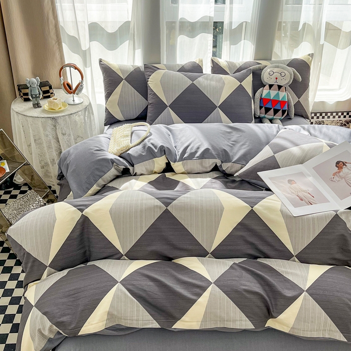 91家纺网 家纺一手货源 找家纺 小懒猪 2024春夏新款北欧风13372全棉四件套-拍摄风格2 都市英伦