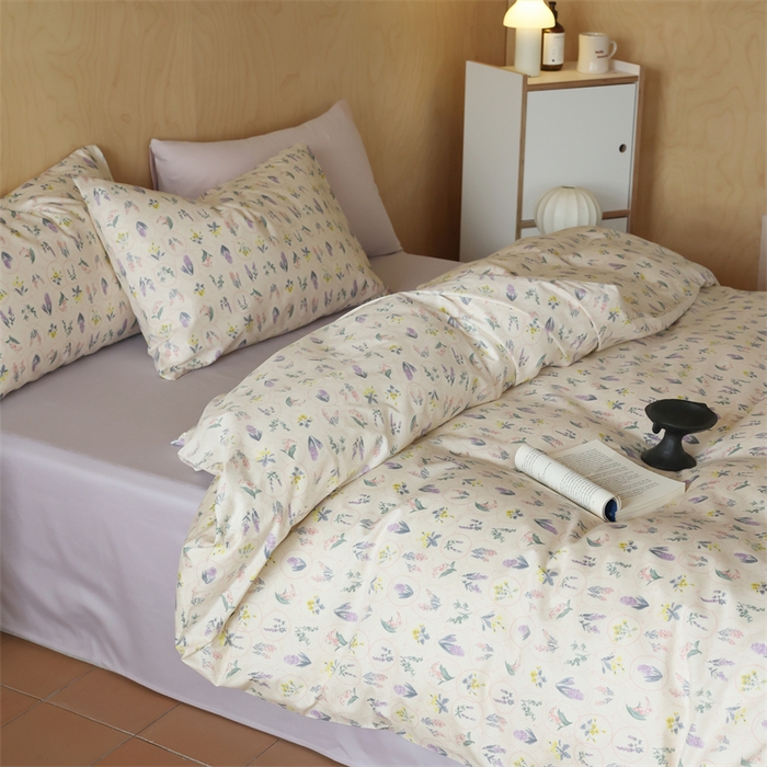 91家纺网 家纺一手货源 找家纺 2024春季新品全棉四件套 花卉系列 第一批 浅薇