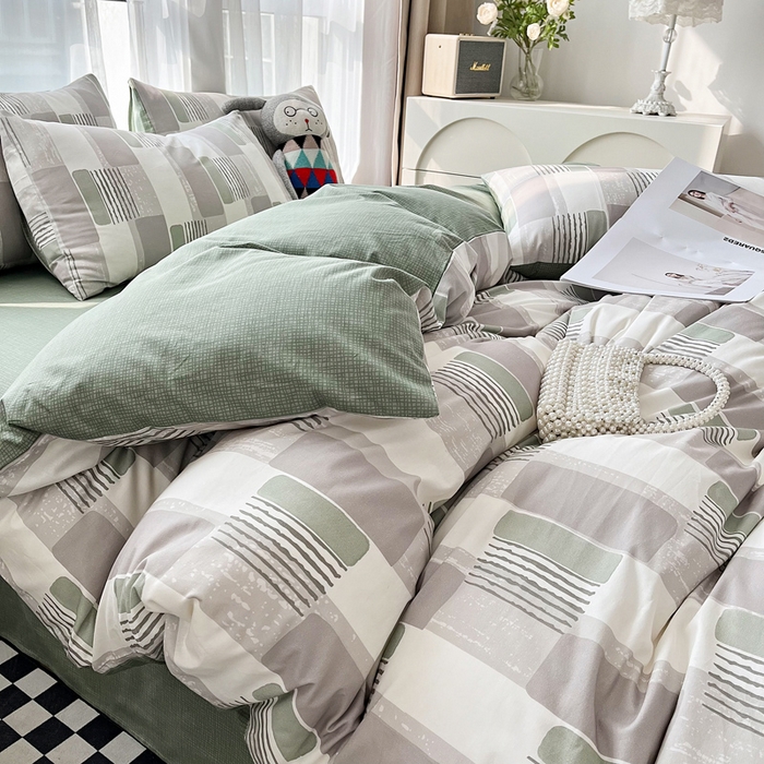 91家纺网 家纺一手货源 找家纺 小懒猪 2024春夏新款北欧风13372全棉四件套-拍摄风格2 格格尔