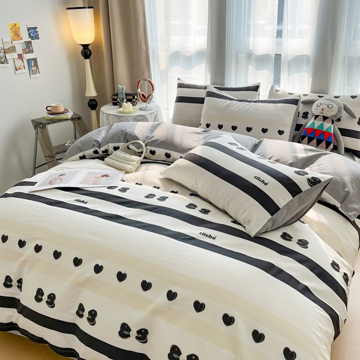 91家纺网 家纺一手货源 找家纺 小懒猪 2024春夏新款北欧风13372全棉四件套-拍摄风格2 赫本