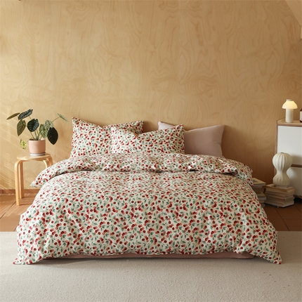 91家纺网 家纺一手货源 找家纺 2024春季新品全棉四件套 花卉系列 第一批 胭脂