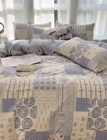 91家纺网 家纺一手货源 找家纺 小懒猪 2024春夏新款北欧风13372全棉四件套-拍摄风格2 茶艺师