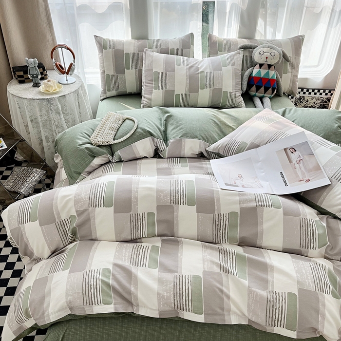 91家纺网 家纺一手货源 找家纺 小懒猪 2024春夏新款北欧风13372全棉四件套-拍摄风格2 格格尔