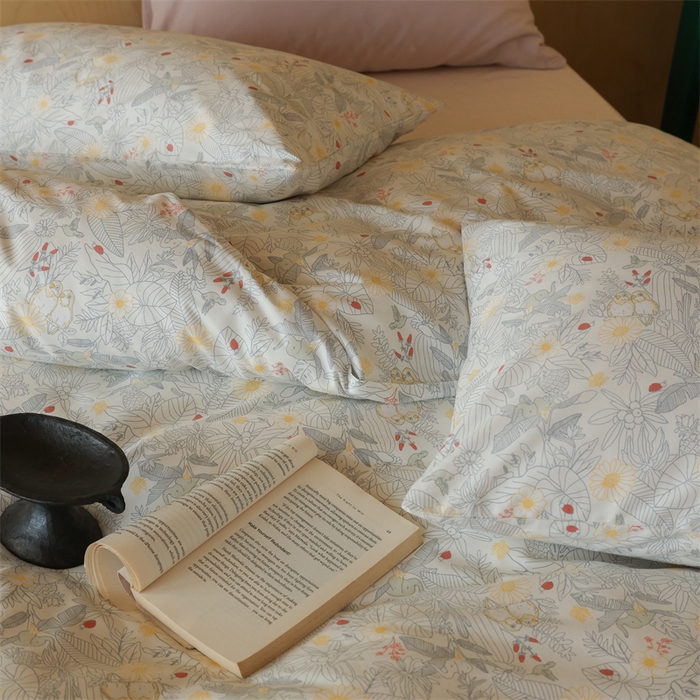 91家纺网 家纺一手货源 找家纺 棉眠 2024春季新品全棉四件套 花卉系列 第二批 浅清