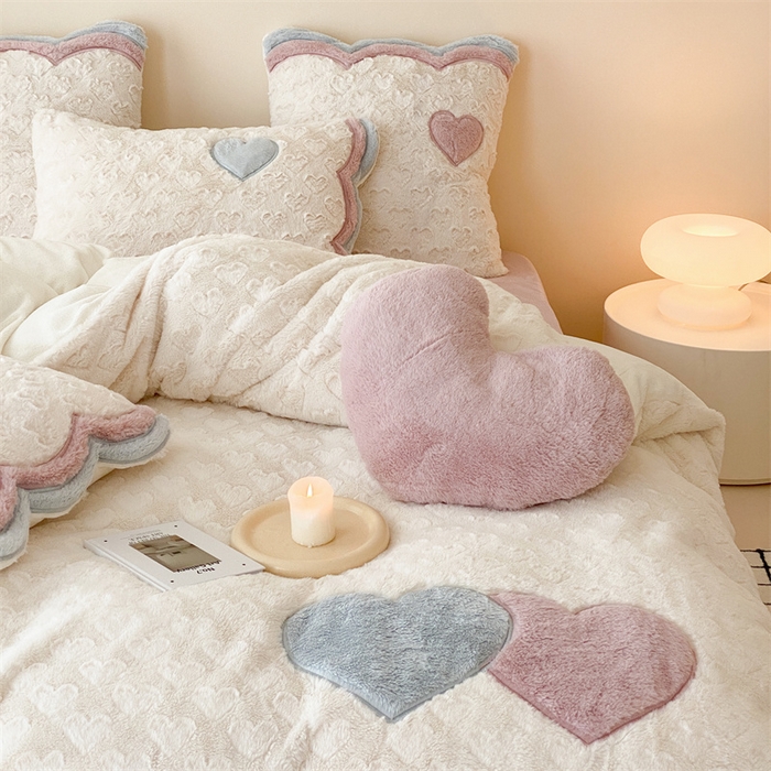 91家纺网 家纺一手货源 找家纺 （总）星野 2024新款秋冬新品高克重兔毛绒牛奶绒四件套-冬季恋歌