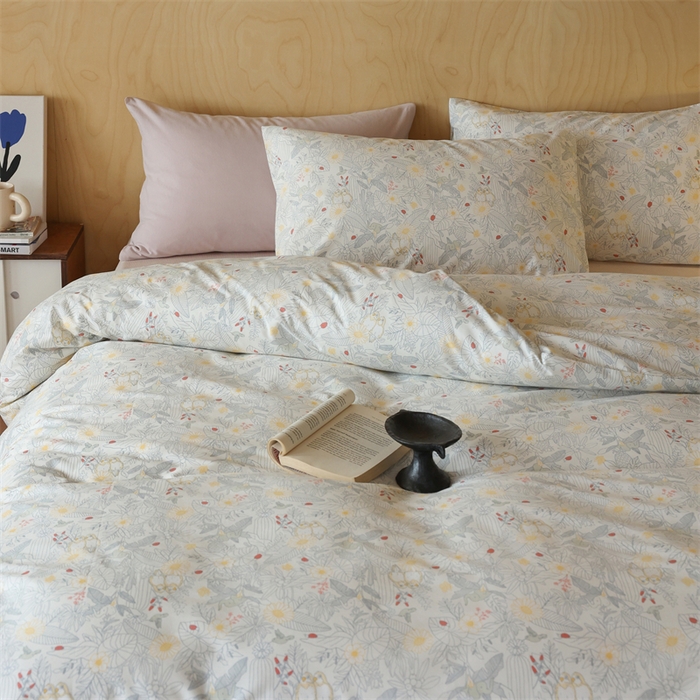 91家纺网 家纺一手货源 找家纺 棉眠 2024春季新品全棉四件套 花卉系列 第二批 浅清