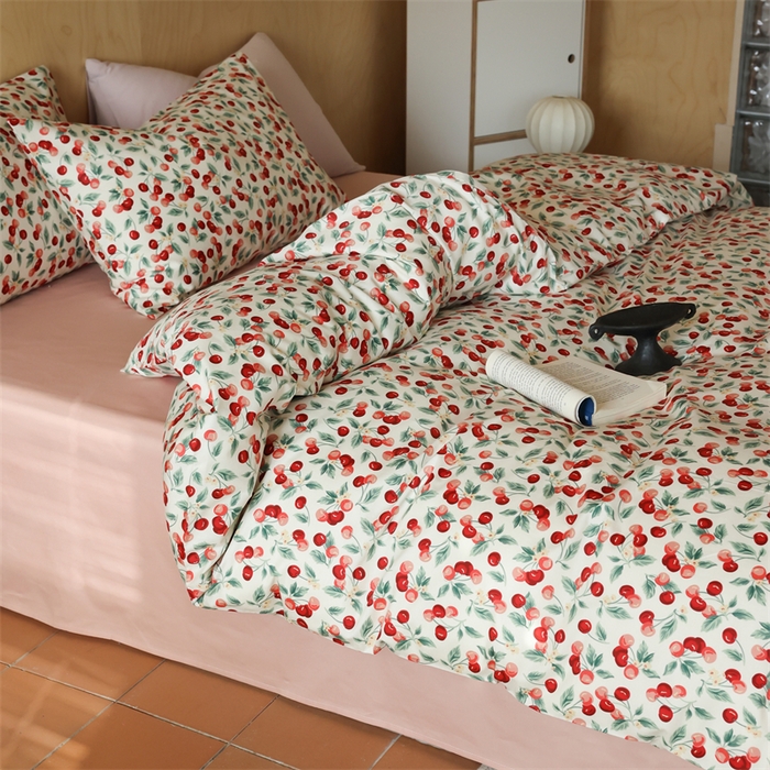 91家纺网 家纺一手货源 找家纺 2024春季新品全棉四件套 花卉系列 第一批 胭脂