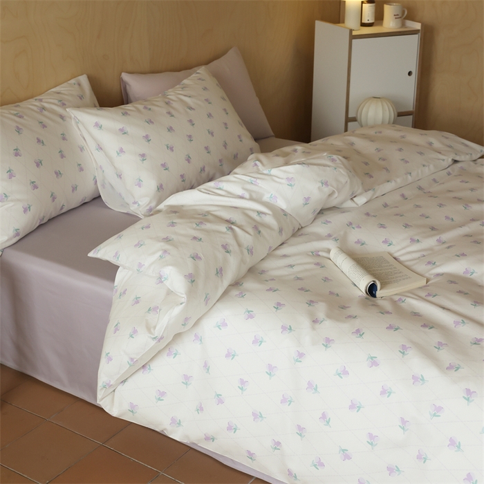 91家纺网 家纺一手货源 找家纺 2024春季新品全棉四件套 花卉系列 第一批 香草沙拉