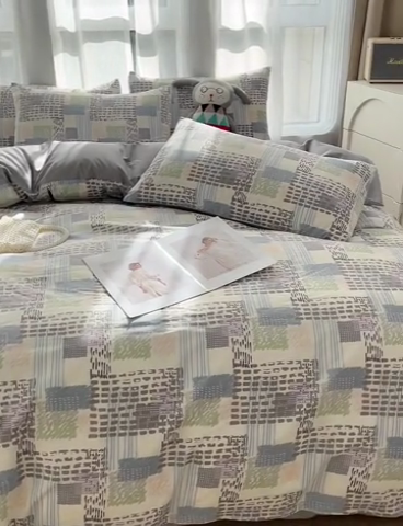 91家纺网 家纺一手货源 找家纺 小懒猪 2024春夏新款北欧风13372全棉四件套-拍摄风格2 艾米尔