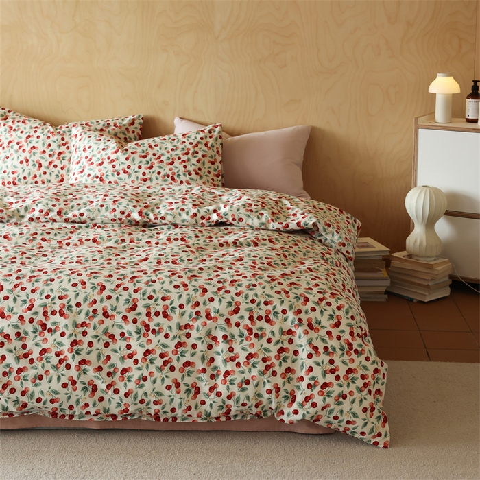 91家纺网 家纺一手货源 找家纺 2024春季新品全棉四件套 花卉系列 第一批 胭脂