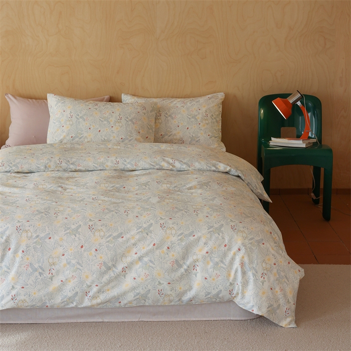 91家纺网 家纺一手货源 找家纺 棉眠 2024春季新品全棉四件套 花卉系列 第二批 浅清