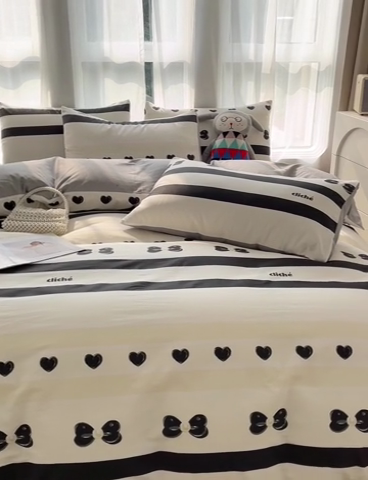 91家纺网 家纺一手货源 找家纺 小懒猪 2024春夏新款北欧风13372全棉四件套-拍摄风格2 赫本