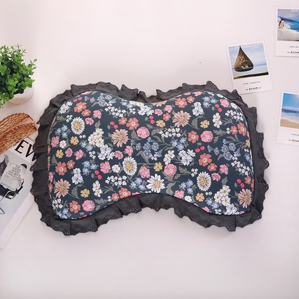 91家纺网 家纺一手货源 找家纺 （总）明星枕业 2024新款韩式花边荞麦纯棉枕套全荞麦壳护颈枕