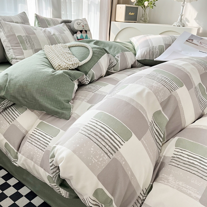 91家纺网 家纺一手货源 找家纺 小懒猪 2024春夏新款北欧风13372全棉四件套-拍摄风格2 格格尔