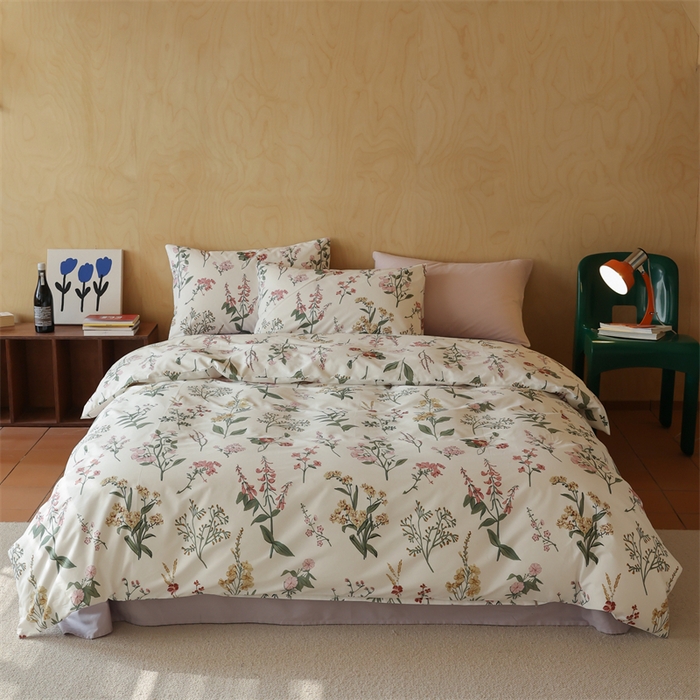 91家纺网 家纺一手货源 找家纺 棉眠 2024春季新品全棉四件套 花卉系列 第二批 春日