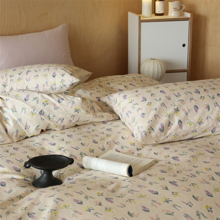 91家纺网 家纺一手货源 找家纺 2024春季新品全棉四件套 花卉系列 第一批 浅薇