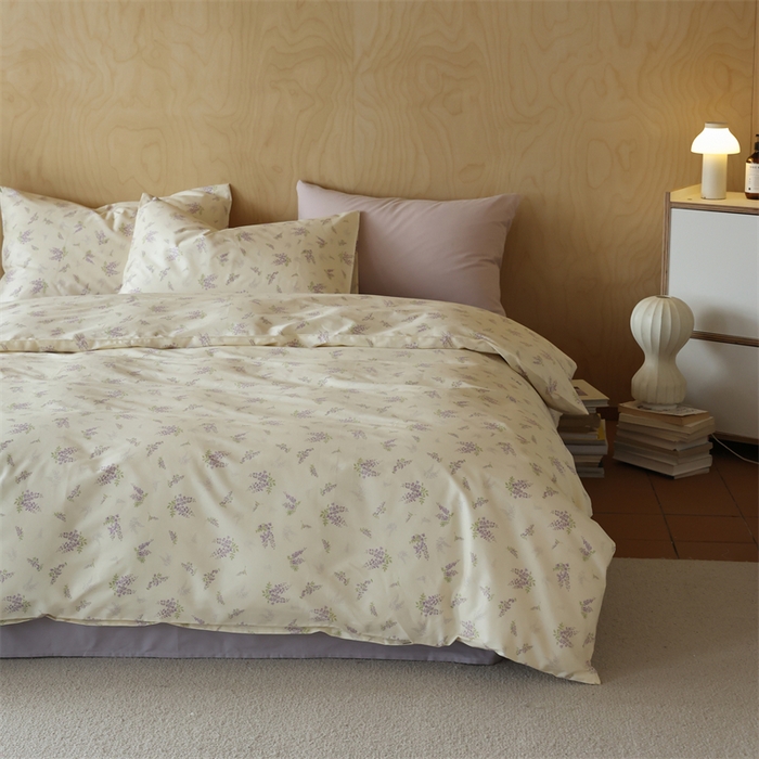 91家纺网 家纺一手货源 找家纺 2024春季新品全棉四件套 花卉系列 第一批 紫琅