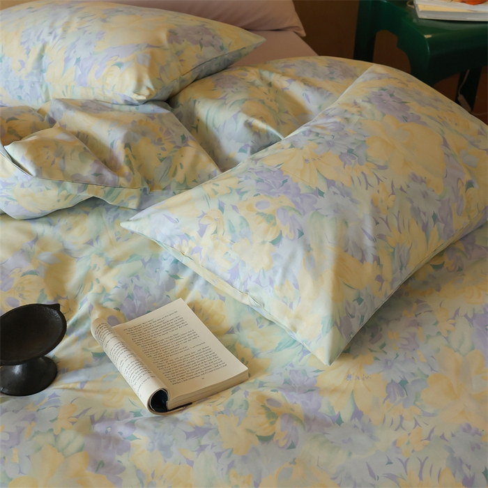 91家纺网 家纺一手货源 找家纺 棉眠 2024春季新品全棉四件套 花卉系列 第二批 流沙