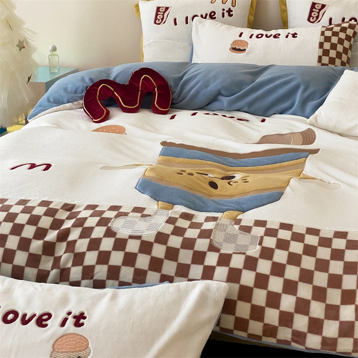 91家纺网 家纺一手货源 找家纺 （总）星野 2024新款秋冬新品高克重牛奶绒四件套-妙可可