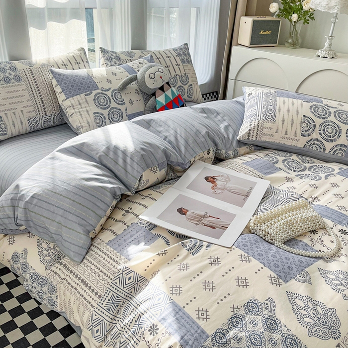 91家纺网 家纺一手货源 找家纺 小懒猪 2024春夏新款北欧风13372全棉四件套-拍摄风格2 茶艺师