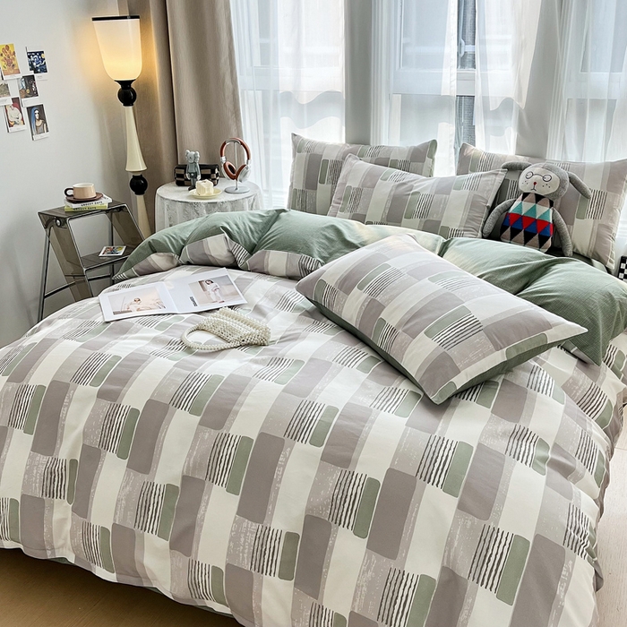 91家纺网 家纺一手货源 找家纺 小懒猪 2024春夏新款北欧风13372全棉四件套-拍摄风格2 格格尔