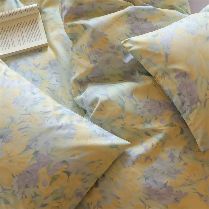 91家纺网 家纺一手货源 找家纺 棉眠 2024春季新品全棉四件套 花卉系列 第二批 流沙