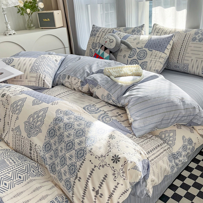 91家纺网 家纺一手货源 找家纺 小懒猪 2024春夏新款北欧风13372全棉四件套-拍摄风格2 茶艺师