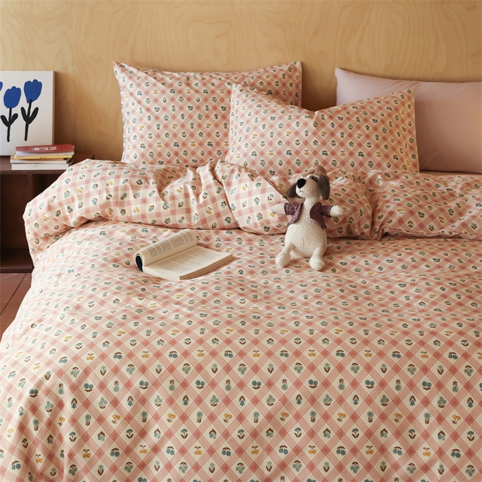 91家纺网 家纺一手货源 找家纺 2024春季新品全棉四件套 花卉系列 第一批 甜茶日记-红