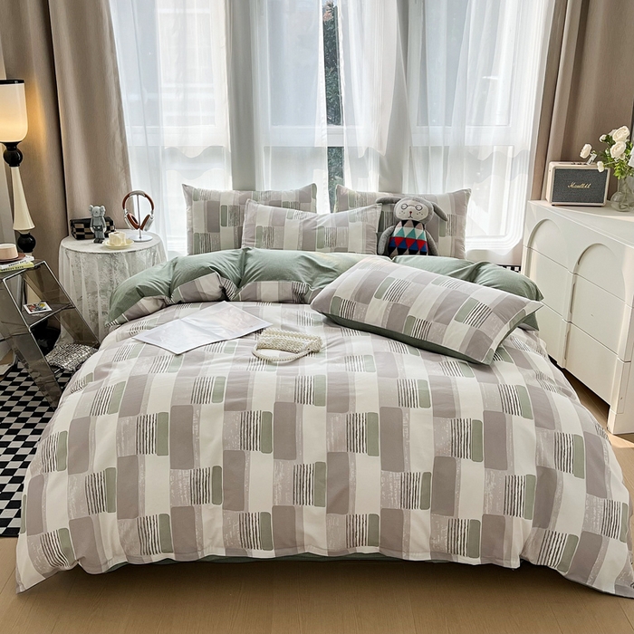 91家纺网 家纺一手货源 找家纺 小懒猪 2024春夏新款北欧风13372全棉四件套-拍摄风格2 格格尔