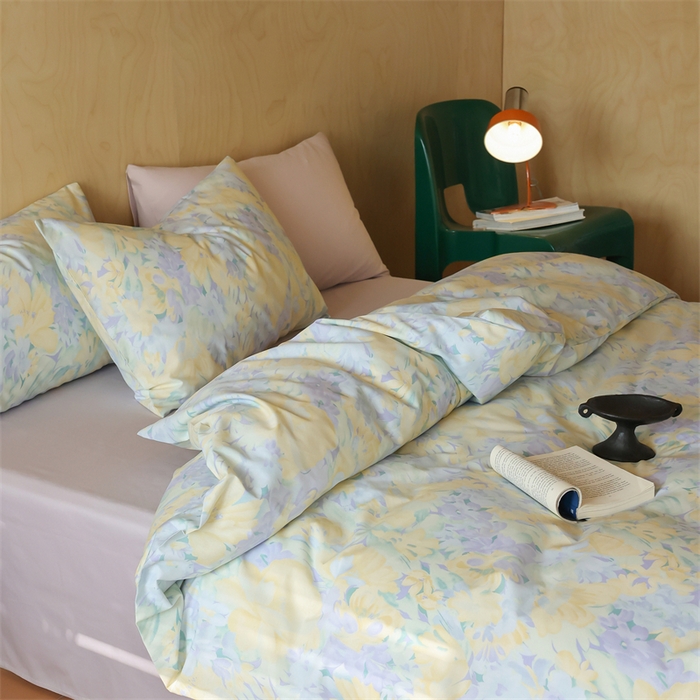 91家纺网 家纺一手货源 找家纺 棉眠 2024春季新品全棉四件套 花卉系列 第二批 流沙