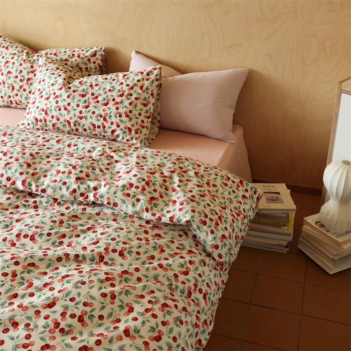 91家纺网 家纺一手货源 找家纺 2024春季新品全棉四件套 花卉系列 第一批 胭脂