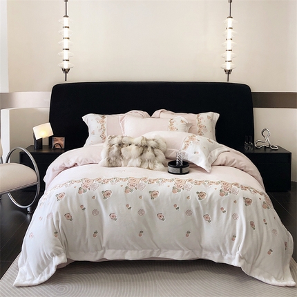 91家纺网 家纺一手货源 找家纺 （总）馨蕊家居 2024新款秋冬轻奢煦暖绒系列四件套-玫瑰物语