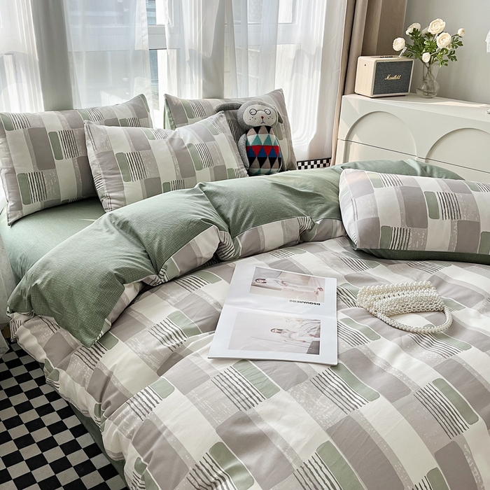 91家纺网 家纺一手货源 找家纺 小懒猪 2024春夏新款北欧风13372全棉四件套-拍摄风格2 格格尔