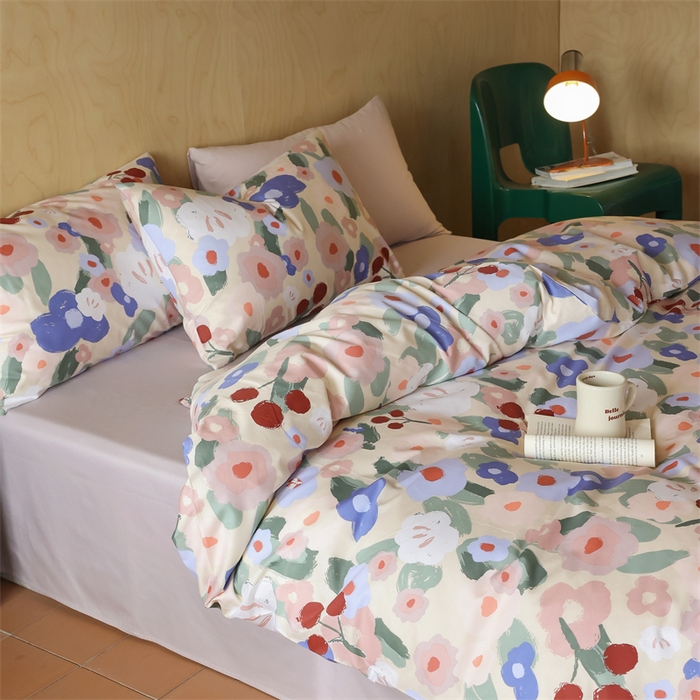 91家纺网 家纺一手货源 找家纺 棉眠 2024春季新品全棉四件套 花卉系列 第二批 星云