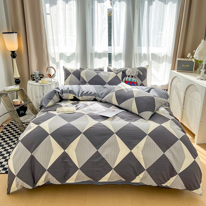 91家纺网 家纺一手货源 找家纺 小懒猪 2024春夏新款北欧风13372全棉四件套-拍摄风格2 都市英伦