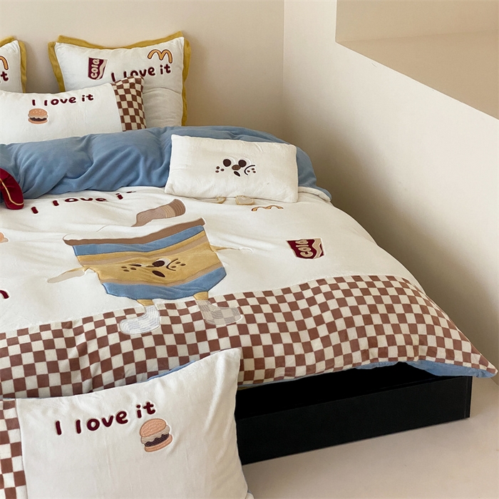 91家纺网 家纺一手货源 找家纺 （总）星野 2024新款秋冬新品高克重牛奶绒四件套-妙可可