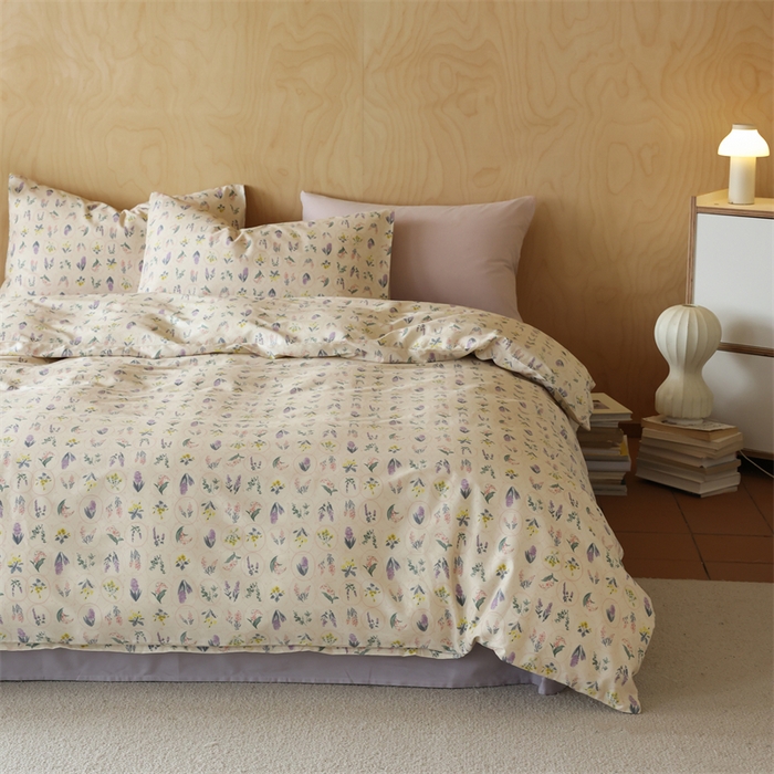 91家纺网 家纺一手货源 找家纺 2024春季新品全棉四件套 花卉系列 第一批 浅薇