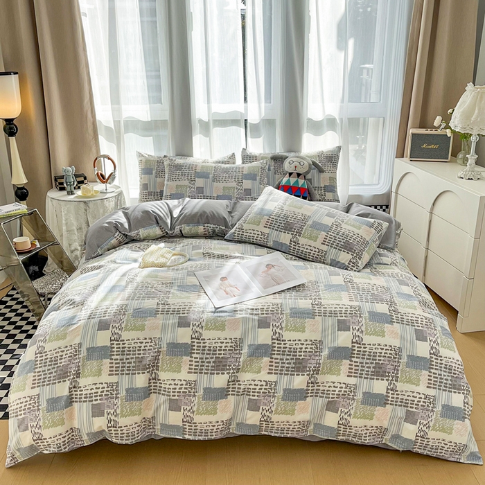 91家纺网 家纺一手货源 找家纺 小懒猪 2024春夏新款北欧风13372全棉四件套-拍摄风格2 艾米尔