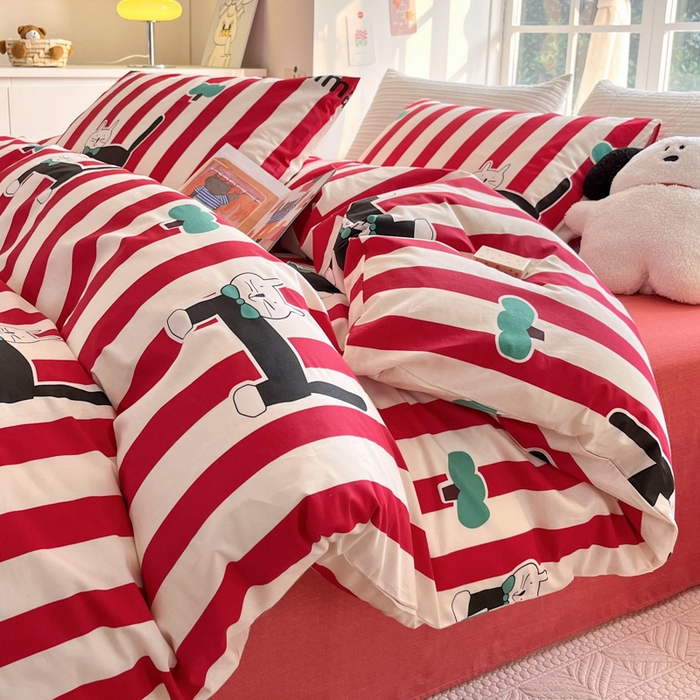 91家纺网 家纺一手货源 找家纺 怡家居 2024新品春款全棉印花四件套第一批花色-卡通类 小黑猫