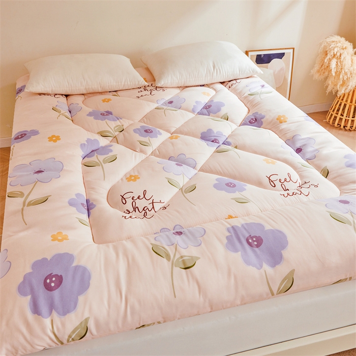 91家纺网 家纺一手货源 找家纺 富威堡家纺 2025新款植物羊绒棉花床垫 初夏-紫