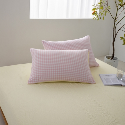 （总）K12家纺 2024新款日式简约格子水洗棉单品枕套系列