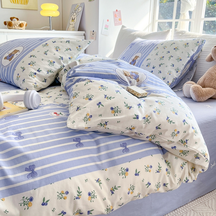 91家纺网 家纺一手货源 找家纺 怡家居 2024新品春款全棉印花四件套第一批花色-卡通类 花园小熊