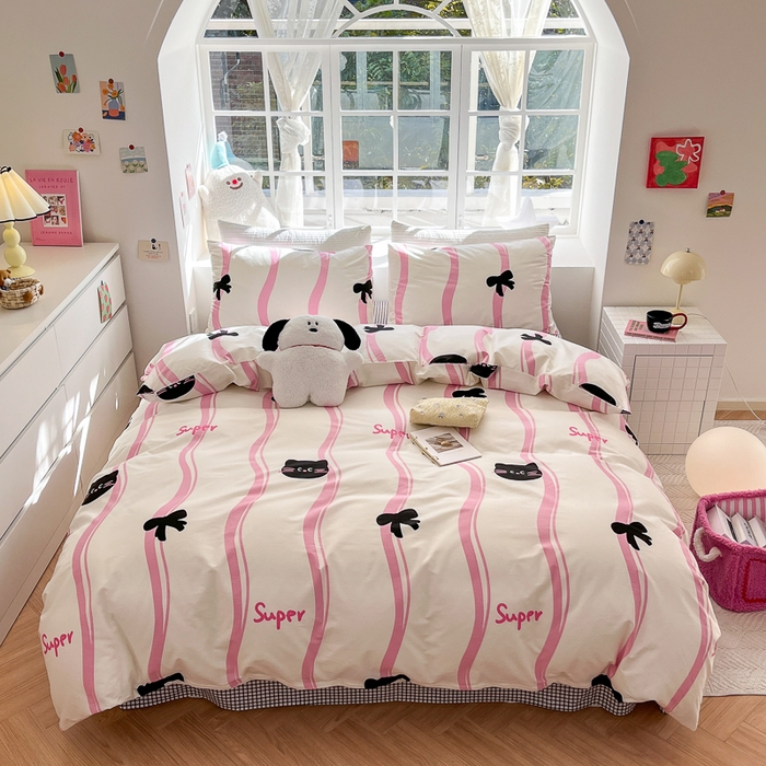 91家纺网 家纺一手货源 找家纺 怡家居 2024新品春款全棉印花四件套第一批花色-卡通类 喵酱