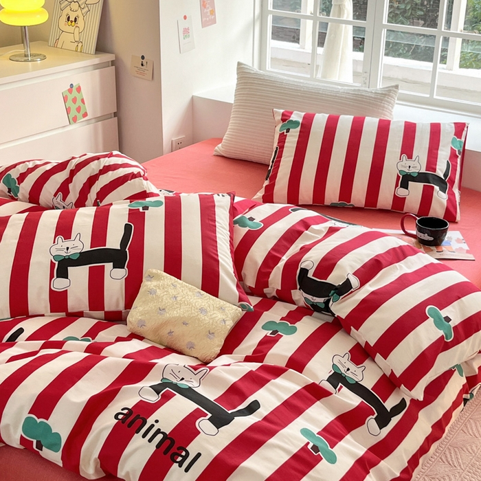 91家纺网 家纺一手货源 找家纺 怡家居 2024新品春款全棉印花四件套第一批花色-卡通类 小黑猫