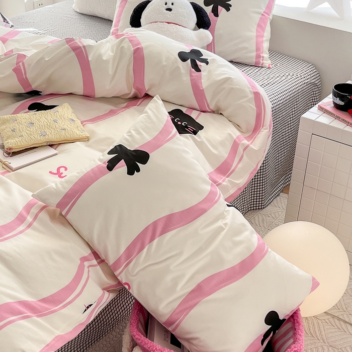 91家纺网 家纺一手货源 找家纺 怡家居 2024新品春款全棉印花四件套第一批花色-卡通类 喵酱