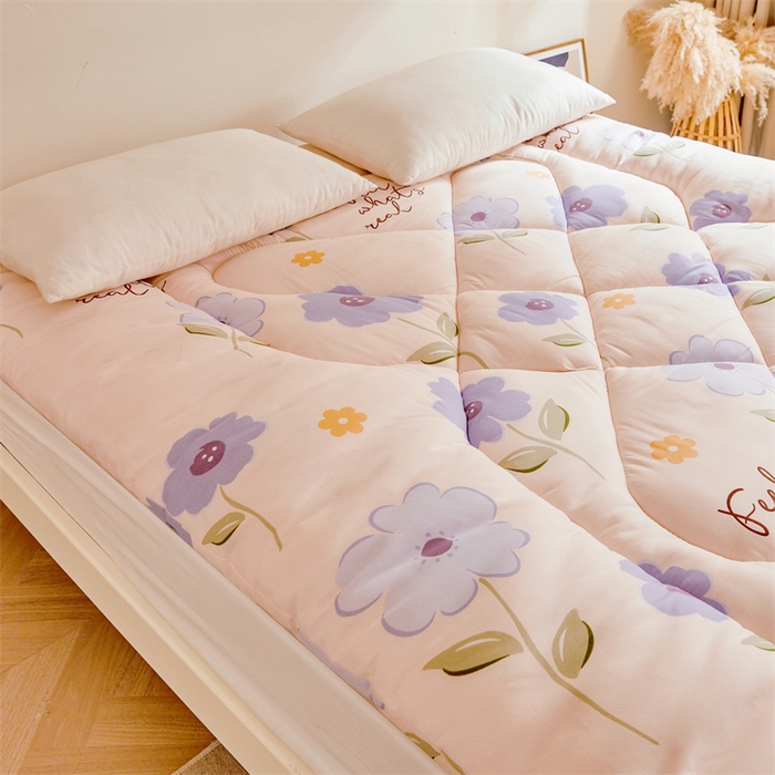 91家纺网 家纺一手货源 找家纺 富威堡家纺 2025新款植物羊绒棉花床垫 初夏-紫